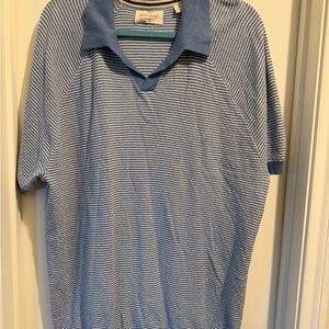 Weatherproof Blue and White Striped Polo Shirt